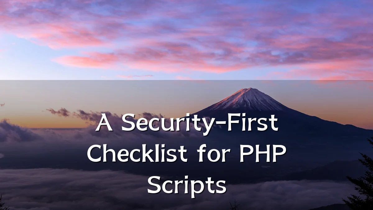 A Security-First Checklist for PHP Scripts